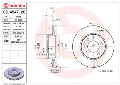 BREMBO 09.4947.20 EAN: 8020584494721.
