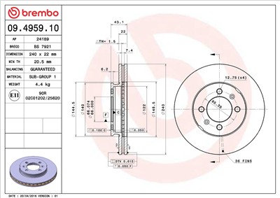 BREMBO 09.4959.10 EAN: 8020584495919.