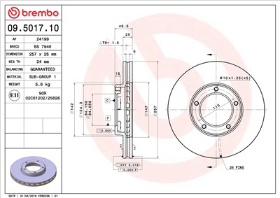 BREMBO 09.5017.10 EAN: 8020584501719.