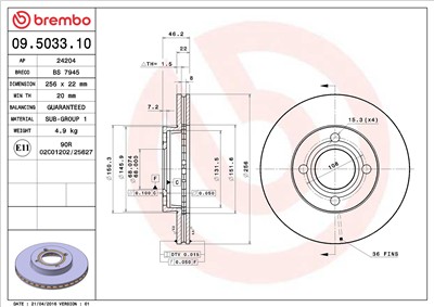 BREMBO 09.5033.10 EAN: 8020584503317.