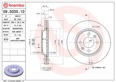 BREMBO 09.5035.10 EAN: 8020584503515.