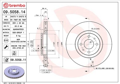 BREMBO 09.5058.11 EAN: 8020584222102.