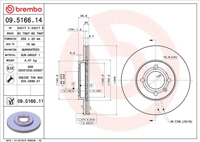 BREMBO 09.5166.11 EAN: 8020584210499.