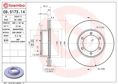 BREMBO 09.5173.14 EAN: 8020584015827.