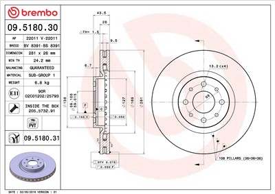BREMBO 09.5180.31 EAN: 8020584023877.