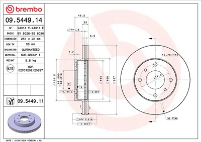 BREMBO 09.5449.11 EAN: 8020584215999.