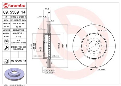 BREMBO 09.5509.11 EAN: 8020584031575.