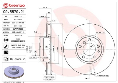 BREMBO 09.5579.21 EAN: 8020584557921.
