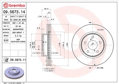 BREMBO 09.5673.11 EAN: 8020584030264.