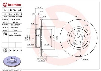 BREMBO 09.5674.21 EAN: 8020584032862.