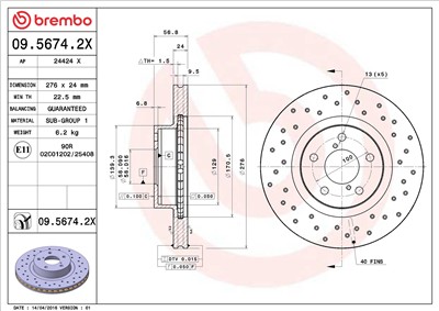 BREMBO 09.5674.2X EAN: 8020584212400.