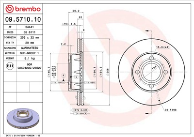 BREMBO 09.5710.10 EAN: 8020584571019.