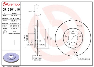BREMBO 09.5801.10 EAN: 8020584580110.