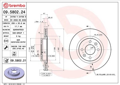 BREMBO 09.5802.21 EAN: 8020584210116.