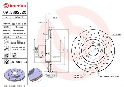 BREMBO 09.5802.2X EAN: 8020584212424.