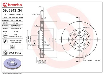 BREMBO 09.5843.31 EAN: 8020584216934.