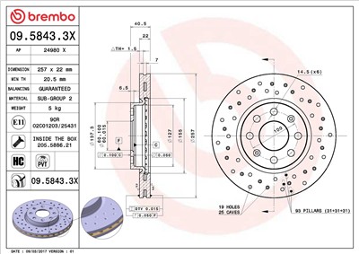 BREMBO 09.5843.3X EAN: 8020584212431.