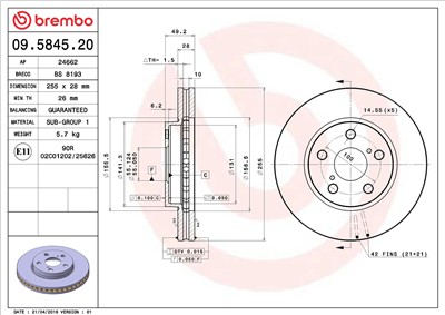 BREMBO 09.5845.20 EAN: 8020584584521.