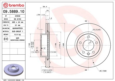 BREMBO 09.5889.10 EAN: 8020584588918.