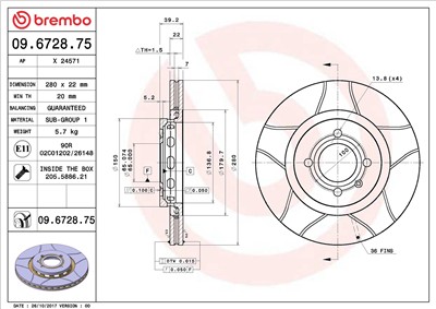 BREMBO 09.6728.75 EAN: 8020584015285.