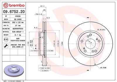 BREMBO 09.6752.20 EAN: 8020584675229.