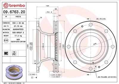BREMBO 09.6763.20 EAN: 8020584676325.