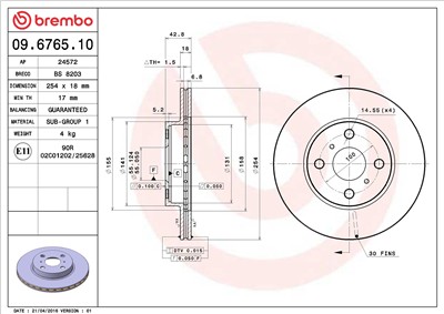 BREMBO 09.6765.10 EAN: 8020584676516.