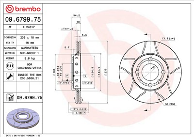 BREMBO 09.6799.75 EAN: 8020584011867.