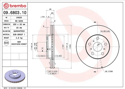 BREMBO 09.6803.10 EAN: 8020584680315.