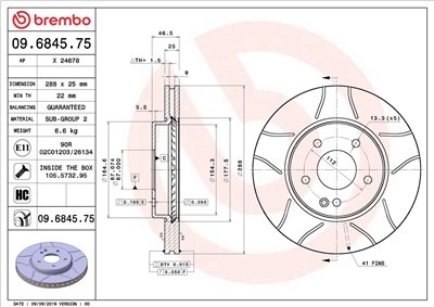 BREMBO 09.6845.75 EAN: 8020584011423.