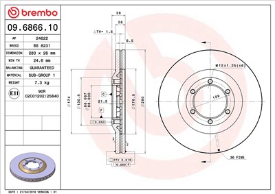 BREMBO 09.6866.10 EAN: 8020584686614.