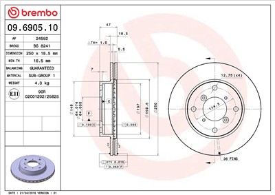 BREMBO 09.6905.10 EAN: 8020584690512.