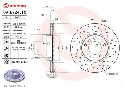 BREMBO 09.6924.1X EAN: 8020584212448.