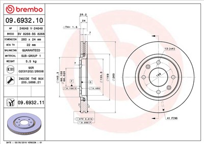 BREMBO 09.6932.11 EAN: 8020584025239.