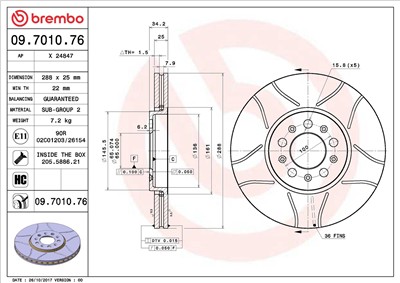 BREMBO 09.7010.76 EAN: 8020584013649.