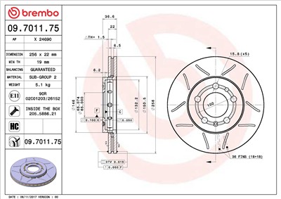 BREMBO 09.7011.75 EAN: 8020584011898.