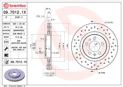 BREMBO 09.7012.1X EAN: 8020584212479.