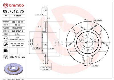 BREMBO 09.7012.75 EAN: 8020584011447.
