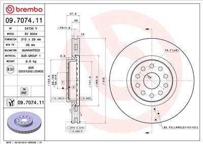 BREMBO 09.7074.11 EAN: 8020584011911.