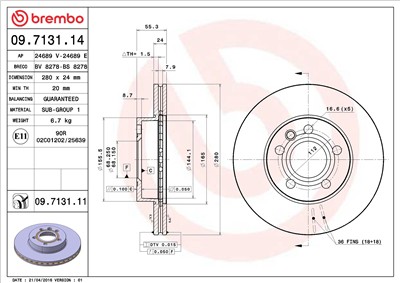 BREMBO 09.7131.11 EAN: 8020584210529.