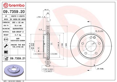 BREMBO 09.7359.21 EAN: 8020584023433.