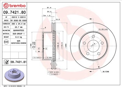 BREMBO 09.7421.80 EAN: 8020584742181.