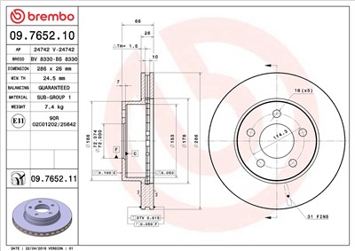 BREMBO 09.7652.10 EAN: 8020584765210.