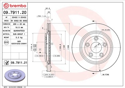 BREMBO 09.7911.21 EAN: 8020584213001.
