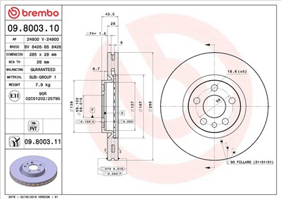 BREMBO 09.8003.11 EAN: 8020584023464.