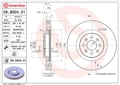 BREMBO 09.8004.31 EAN: 8020584800430.