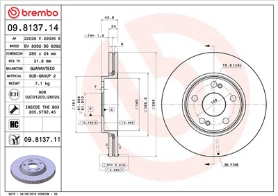 BREMBO 09.8137.11 EAN: 8020584229408.