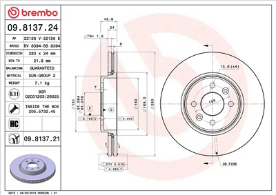 BREMBO 09.8137.21 EAN: 8020584018224.