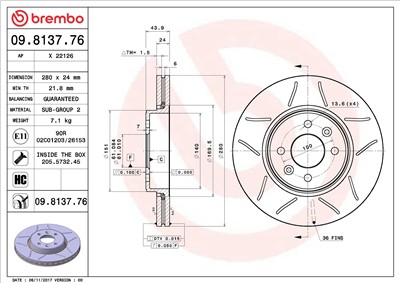 BREMBO 09.8137.76 EAN: 8020584013601.