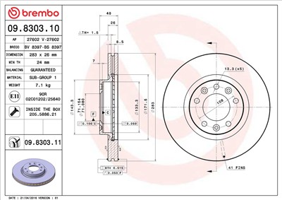 BREMBO 09.8303.10 EAN: 8020584830314.